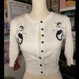 Collectif White Cardigan Mermaid detail